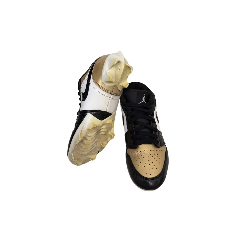 Jordan 1 Low TD Gold Black White Football Cleats Size Men's 7